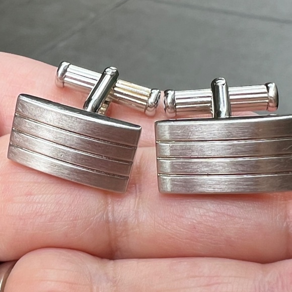 VINTAGE MONTBLANC RECTANGULAR MATTE STAINLESS STEEL CUFFLINKS MINT CONDITION - Picture 13 of 16